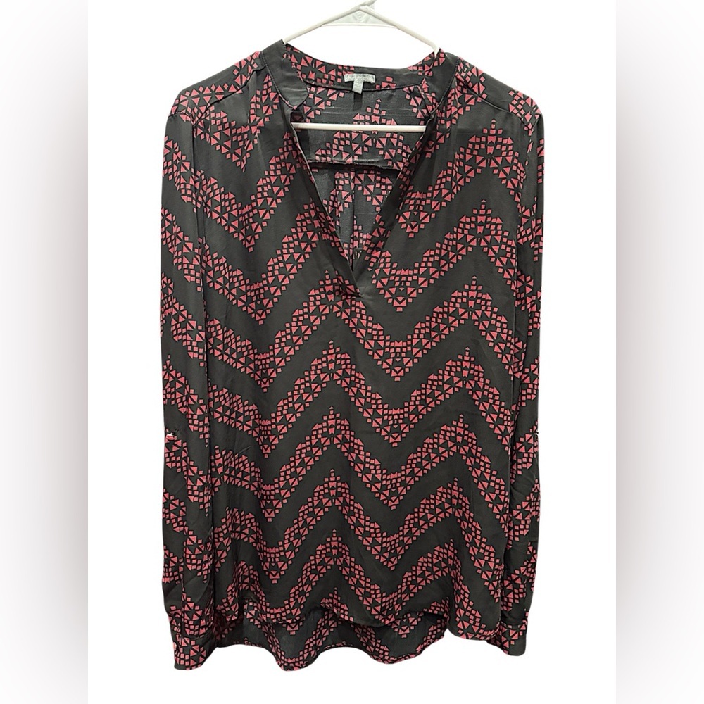 Charlotte Russe Black and Pink Chevron Blouse XL
